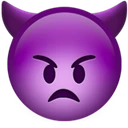 Visage en colère avec des cornes