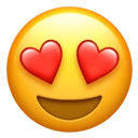 Visage souriant avec yeux en forme de cœur