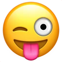 Visage qui tire la langue et fait un clin d’œil