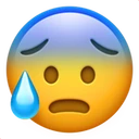 Visage anxieux avec goutte de sueur