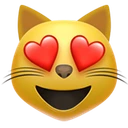 Chat souriant aux yeux en cœurs