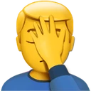 Homme avec la paume sur le visage