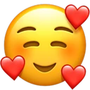Visage souriant avec cœurs
