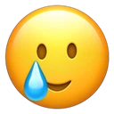 Visage souriant avec une larme